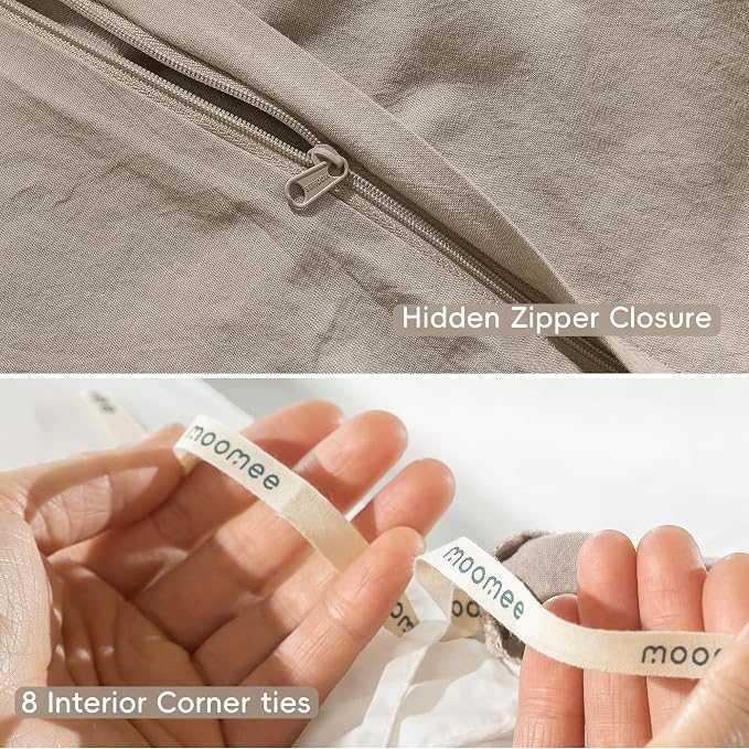 MooMee Bedding Duvet Cover Set 100% Washed Cotton Linen Like Textured - Image 6
