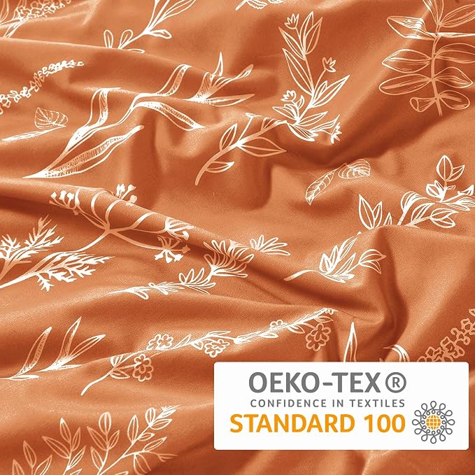 MUXHOMO Duvet Cover King Size, Reversible Floral Caramel Duvet Cover Set - Image 3