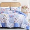 YIKUSH Queen Comforters Set Floral Comforter Bedding Set Blue Cozy Breathable by YIKUSH