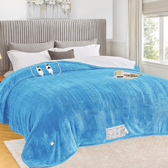 greenoak Heated Blanket Electric Queen Size 84"X90" Dual Control, Heating by Greenoak