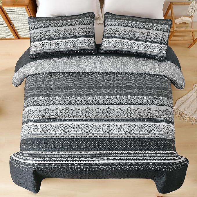 WONGS BEDDING Boho King Quilt Set, Lightweight Bed Decor Bedspread - Image 5