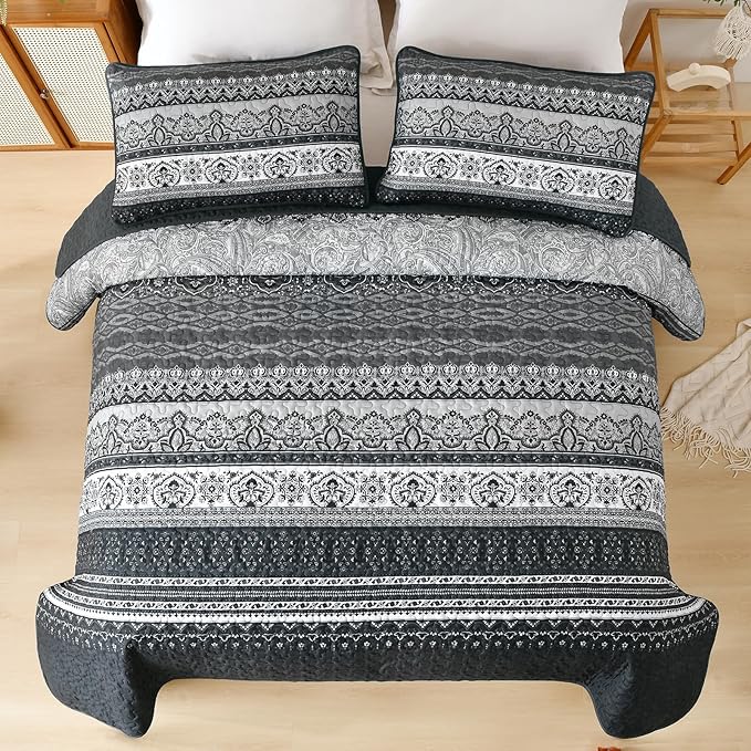WONGS BEDDING Boho Queen Quilt Set, Lightweight Bed Decor Bedspread - Image 5