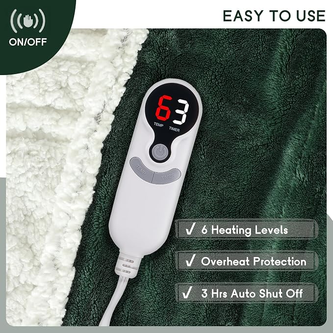 Heated Blanket Electric Throw Size 50''x60'' - Image 4