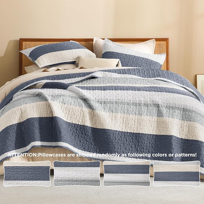 Litanika California King Quilt Set Blue and Yellow - Image 5