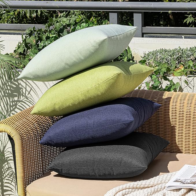 MIULEE Pack of 2 Decorative Outdoor Solid Waterproof Throw Pillow Covers Faux - Image 5