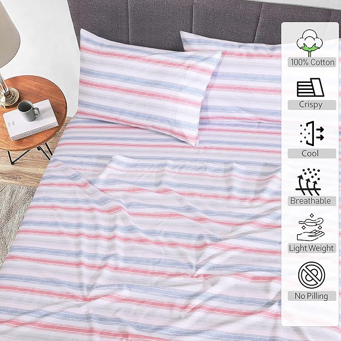 RUVANTI 100% Cotton Sheets – Twin Size Percale Bedding, Cooling & Breathable - Image 2