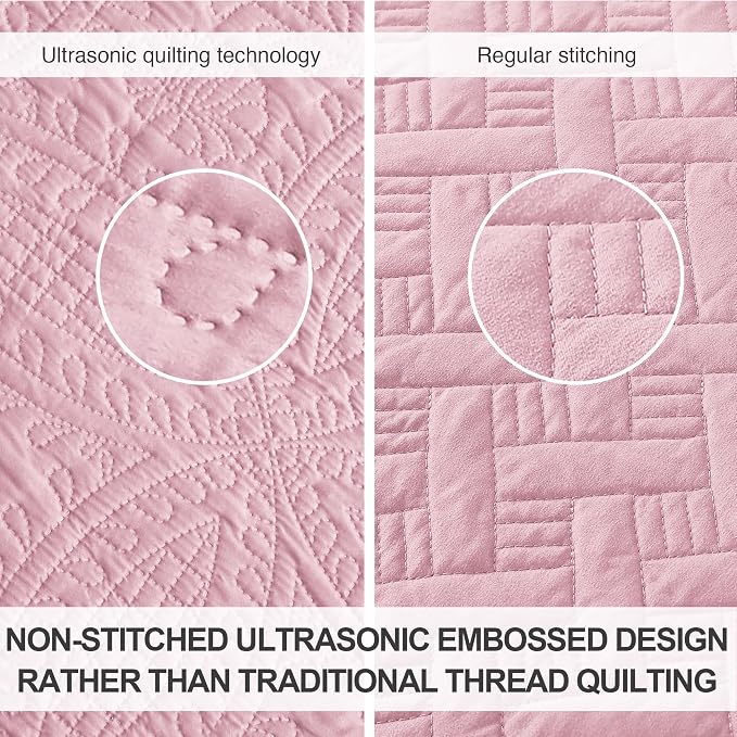 Love's cabin King Size Quilt Set Pink Bedspreads - Image 3