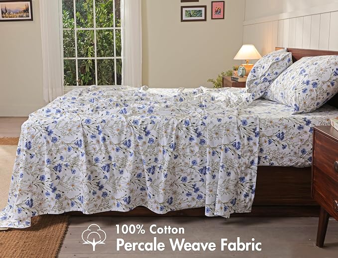 RUVANTI 100% Cotton Sheets – California King Percale Bedding, Cooling & - Image 3