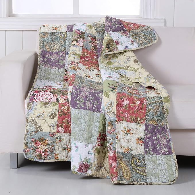 Greenland Home Blooming Prairie Quilted Patchwork Throw - Image 2