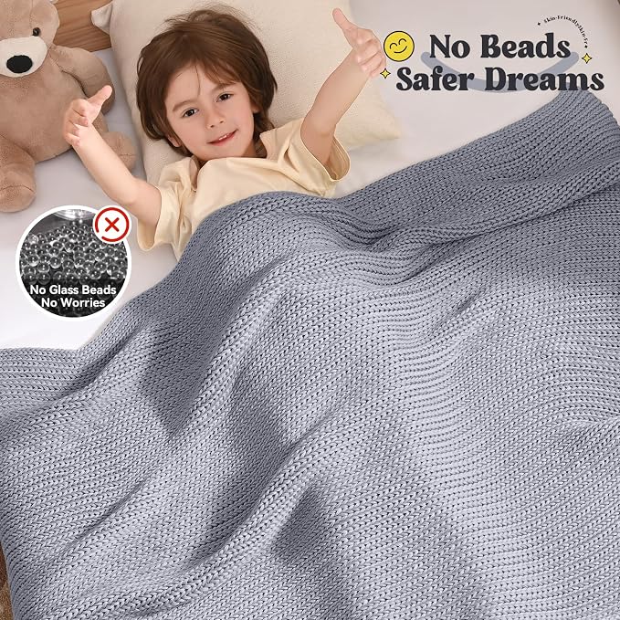 Guohaoi Knitted Weighted Blanket Kids No Beads Cooling Heavy Blanket, Home - Image 3