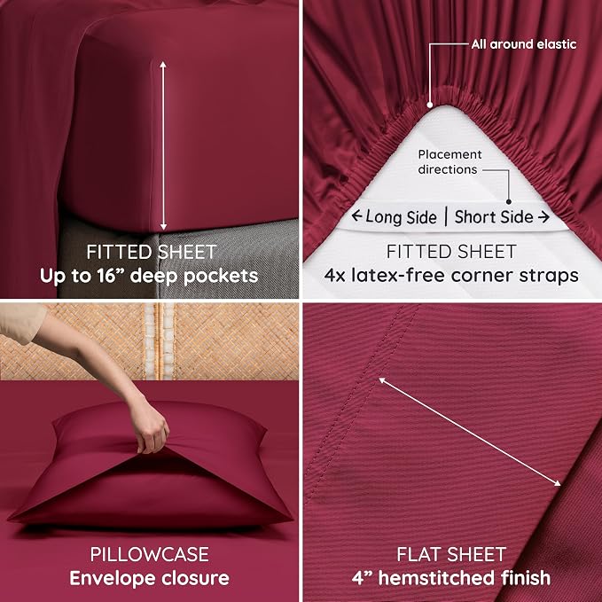Bambaw 100% Viscose Derived from Bamboo Sheets California King Size Set – 4pcs - Image 5