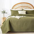 WURUIBO Olive Green Quilt Set King/Cal King Size, Embossing Microfiber by WURUIBO