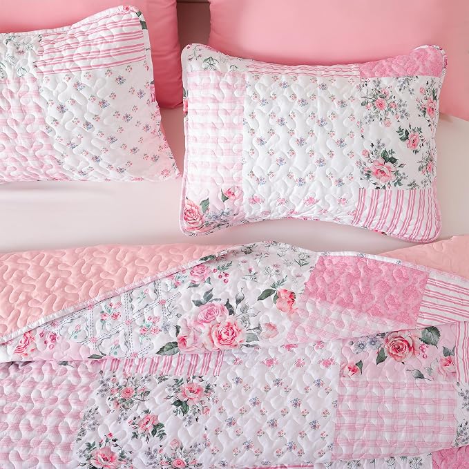 YIKUSH Quilt Sets Queen Size Floral Quilt Set 3 Pieces Bedding Set Bedspreads - Image 3