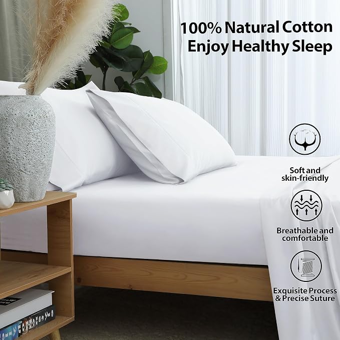 California King Size Fitted Sheet Only White, 100% Egyptian Cotton 600 Thread - Image 3