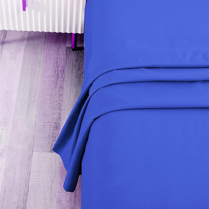 Sfoothome Royal Blue Flat Sheet, Ultra Soft and Comfortable Microfiber Top - Image 2