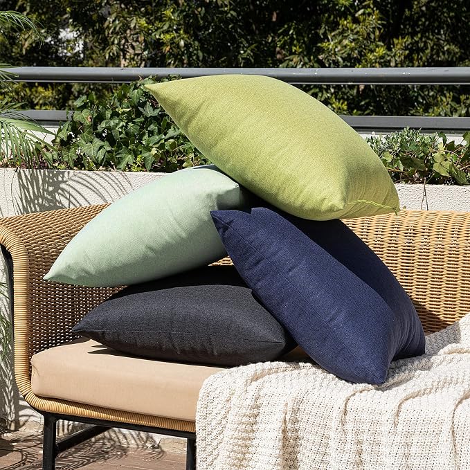 MIULEE Pack of 2 Decorative Outdoor Solid Waterproof Throw Pillow Covers Faux - Image 4