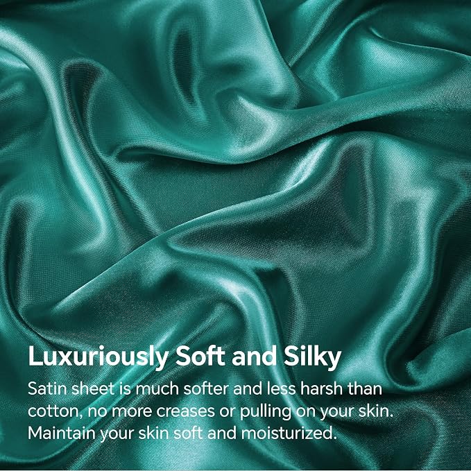 BEDELITE Satin Fitted Sheet and Pillowcase Set, Luxury Soft Similar to Silk - Image 3