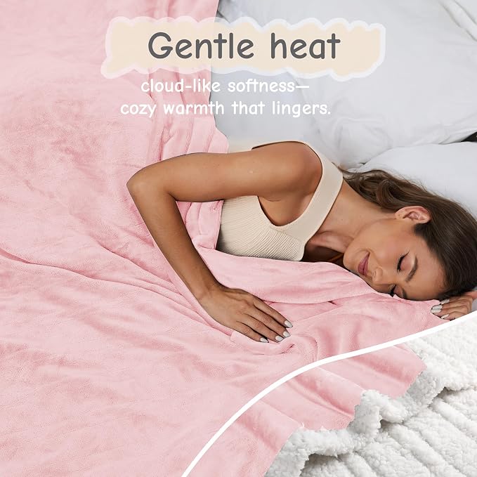 Electric Heated Blanket Throw Size 50"x60", Soft Flannel - Image 3