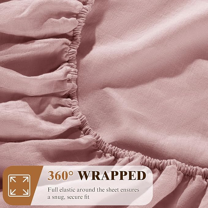 SONORO KATE 100% French Linen Fitted Sheet - Image 5