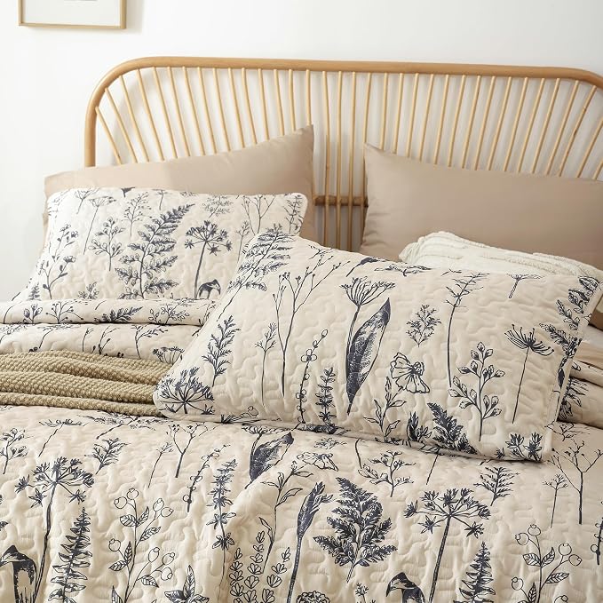JANZAA Quilt King Size Beige Quilt Bed Spread Boho Quilt - Image 3