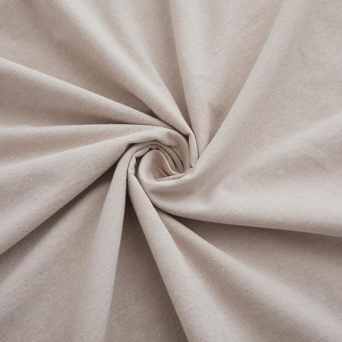 LOVQUE 100% Washed Cotton Duvet Cover Set King Size, Linen Like Natural Bedding - Image 6