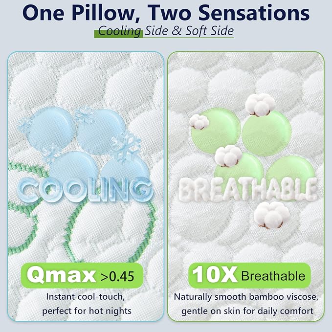 Cooling Pillows, Shredded Memory Foam Pillows King Size Set of 2 Adjustable - Image 7