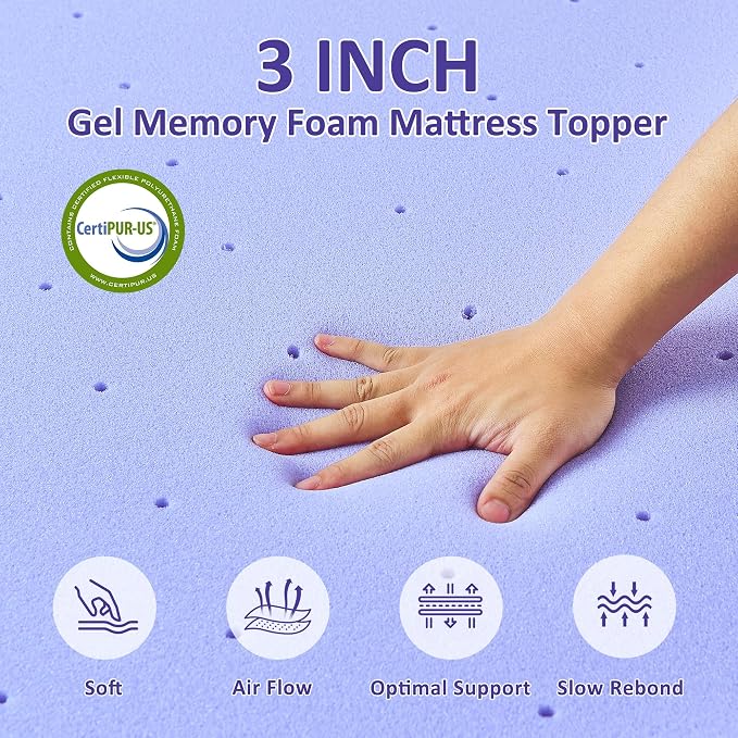 3 Inch Gel Memory Foam Mattress Topper King Size - Image 5