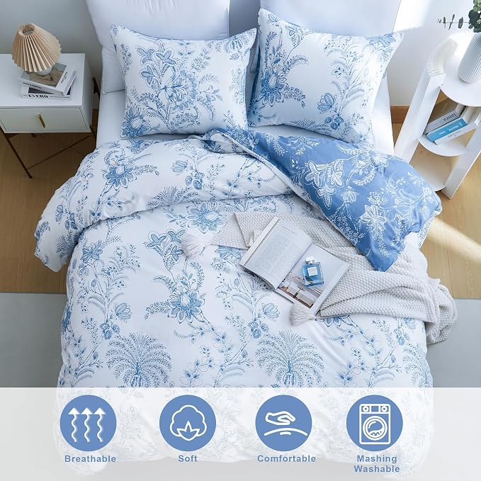 BOLINLIVING Duvet Cover Twin Size, Flower Kids Duvet Cover - Image 4