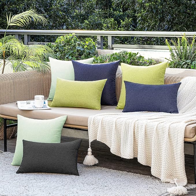 MIULEE Pack of 2 Decorative Outdoor Solid Waterproof Throw Pillow Covers Spring - Image 6