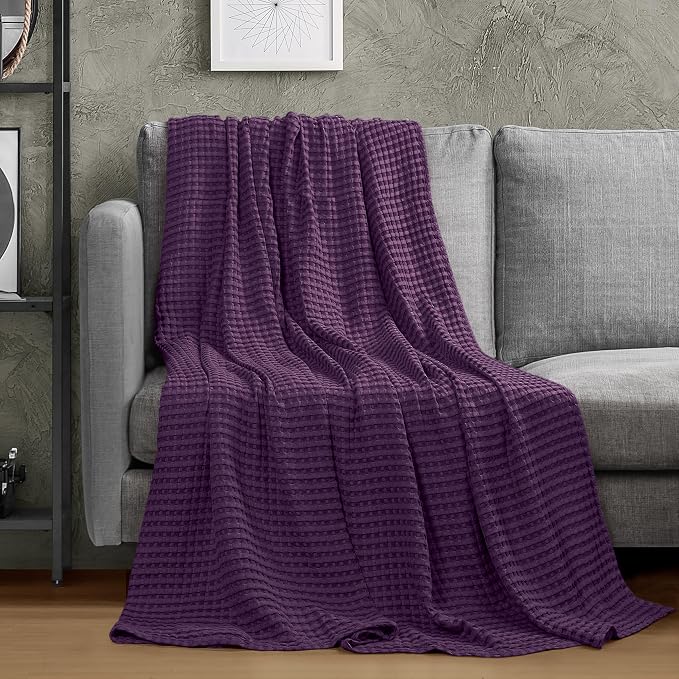 Utopia Bedding 100% Cotton Waffle Weave Blanket Queen Size - Image 8