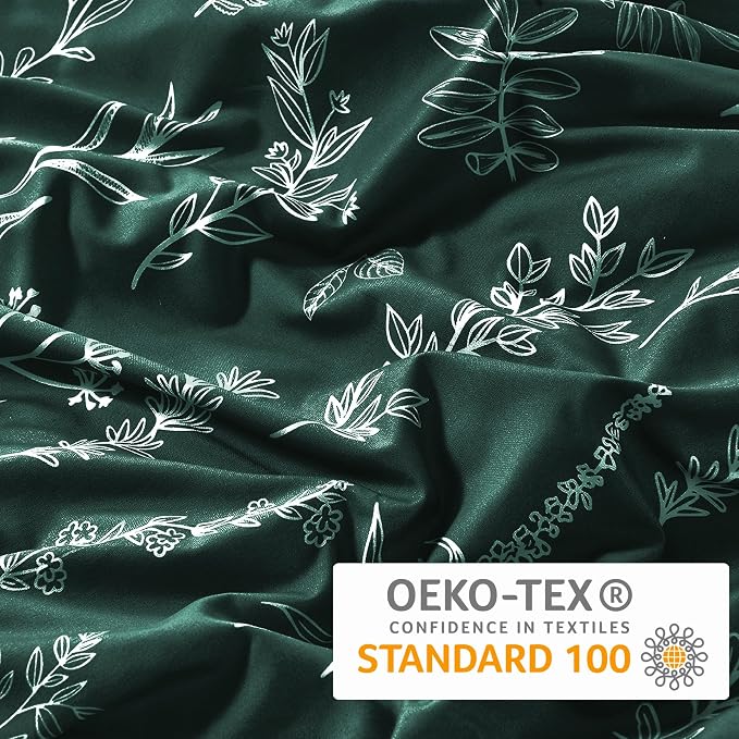 MUXHOMO Duvet Cover King Size, Reversible Floral Forest Green Duvet Cover Set - Image 5