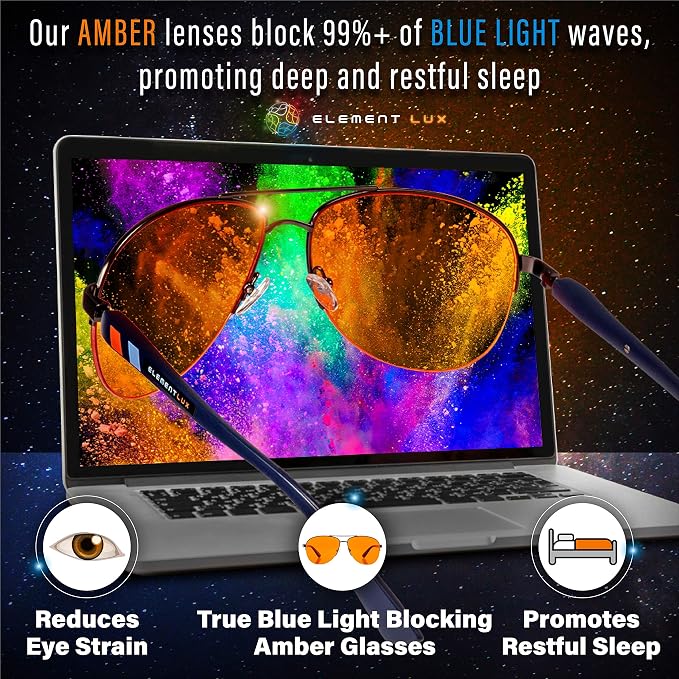 Blue Light Blocking Glasses Amber Lenses -For Better Sleep, Eye Strain Blocker - Image 6