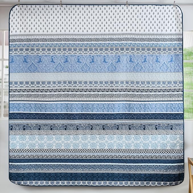 WONGS BEDDING Boho Quilt Set Full Size, Lightweight Microfiber Bedspread - Image 5