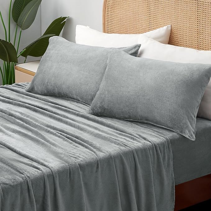 BEDELITE Flannel Sheets King Size Grey - Image 2