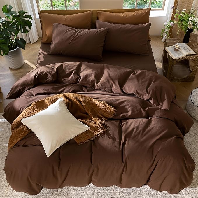 MooMee Bedding Duvet Cover Set 100% Washed Cotton Linen Like Textured - Image 5
