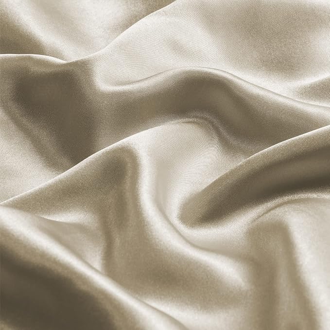 BEDELITE Satin Pillowcase with Zipper, Taupe Pillow Cases Queen Size Set of 2 - Image 3