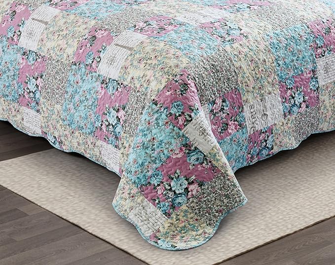 Brilliant Sunshine Lilac Rose Toile Quilt Set, 2-Piece Bedding Sets, - Image 4