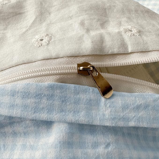 mixinni Blue Gingham Duvet Cover King Size - Image 8