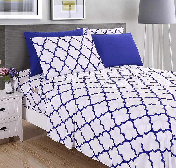 Elegant Comfort Luxury Soft Bed Sheets Quatrefoil Pattern - Image 2