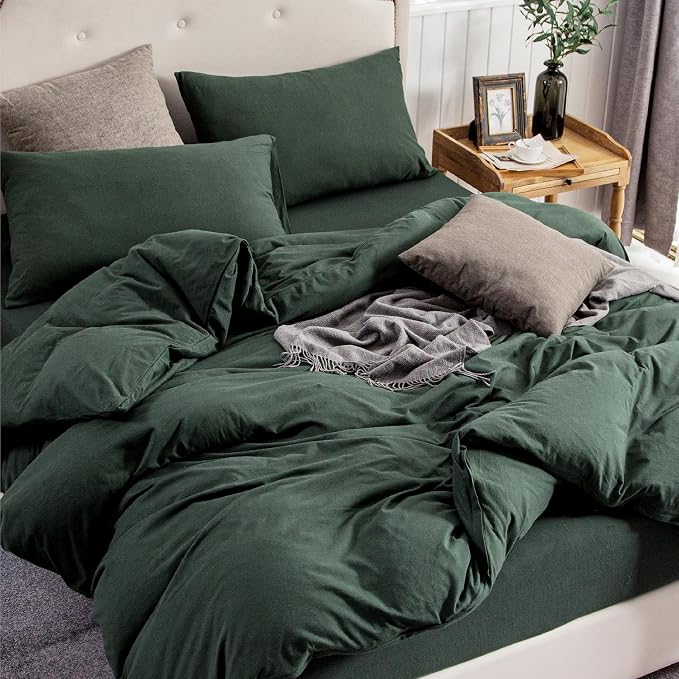 PURE ERA Jersey Knit Duvet Cover Set 100% T-Shirt Cotton Super Soft Comfy 3pc - Image 2