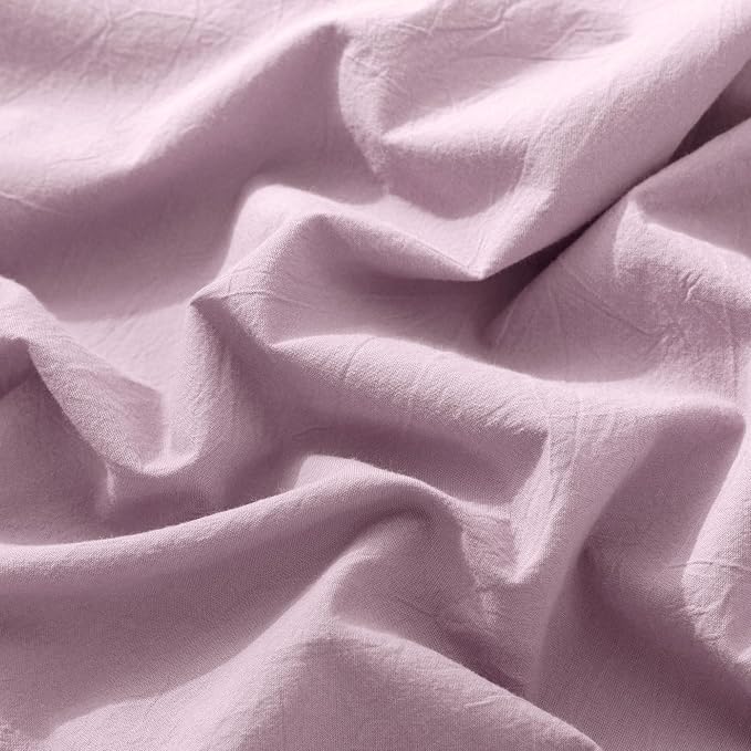MooMee Fitted Bottom Sheet Only 100% Washed Cotton Linen Like Textured - Image 4