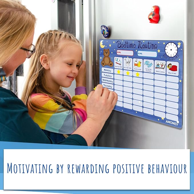 Amonev Magnetic Bedtime Routine Chart Reward Chart and Sleep Training Stay in - Image 6