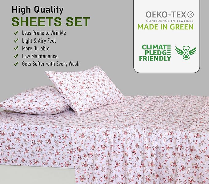 RUVANTI 100% Cotton Sheets – Full Size Percale Bedding, Cooling & Breathable - Image 7