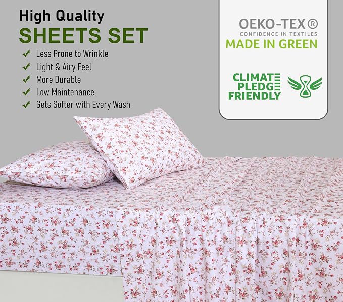 RUVANTI 100% Cotton Sheets – Twin XL Size Percale Bedding, Cooling & Breathable - Image 7