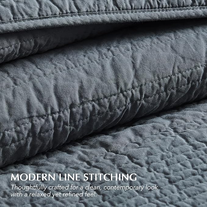 EVERGRACEHOME 100% Cotton Modern Lines Quilt Set Queen Size, Pre-Washed Soft - Image 4
