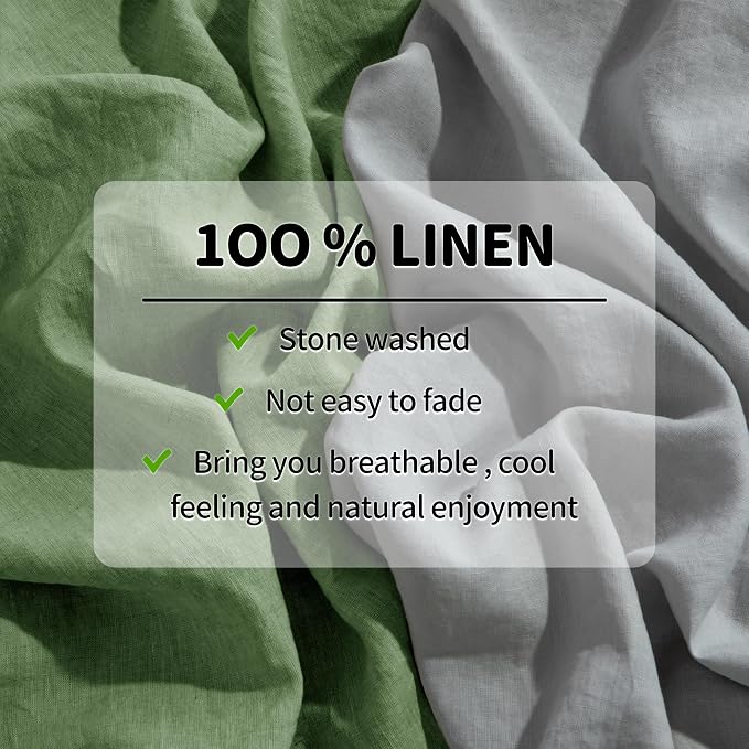 LBRO2M 100% Pure Linen Sheet Set Deep Pocket Up to 16" Bed Sheets Sets - Image 4