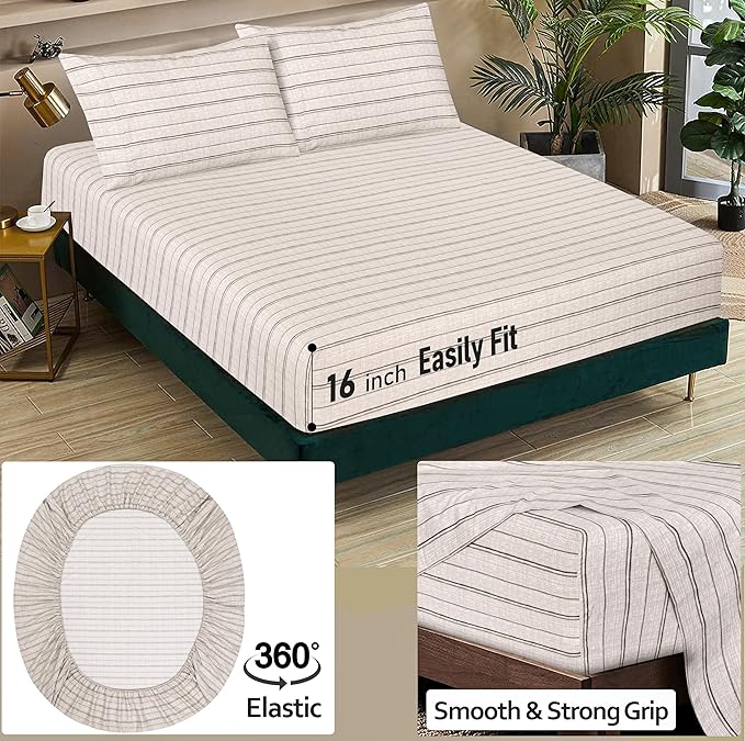 RUVANTI 100% Cotton Sheets – Queen Size Percale Bedding, Cooling & Breathable - Image 5
