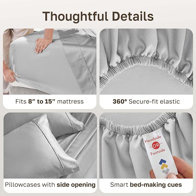 California Design Den Soft 100% Cotton Split King Sheet Set, 400 TC Good - Image 6