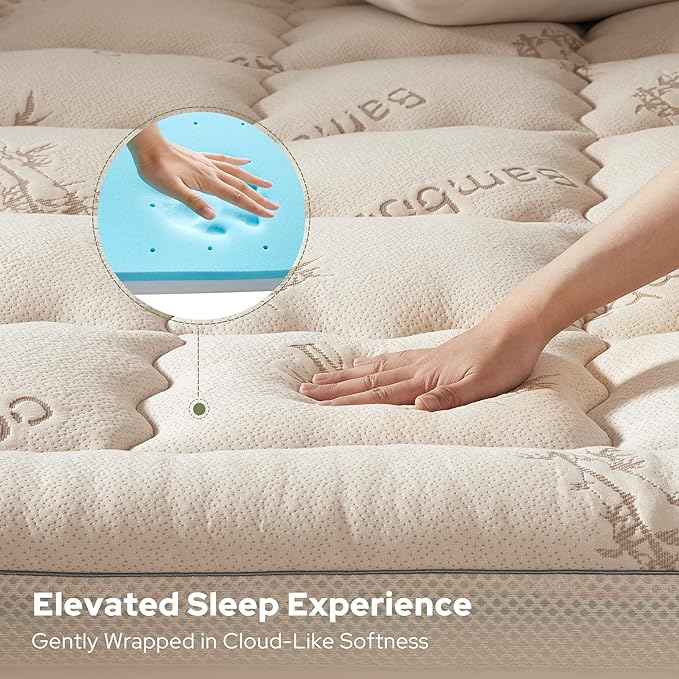 BEDLORE 4 Inch Memory Foam Mattress Topper King, 2-in-1 Dual Layer Design - Image 4