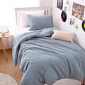 Wake In Cloud - Striped Cotton Duvet Cover Set, 100% Washed Cotton Textured by WakeInCloud